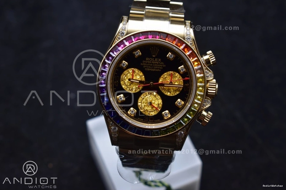 Daytona Best 116598RBOW Dial ZF Edition on SH Diamonds Rainbow 1:1 779 Bracelet YG Timeless Black 0713